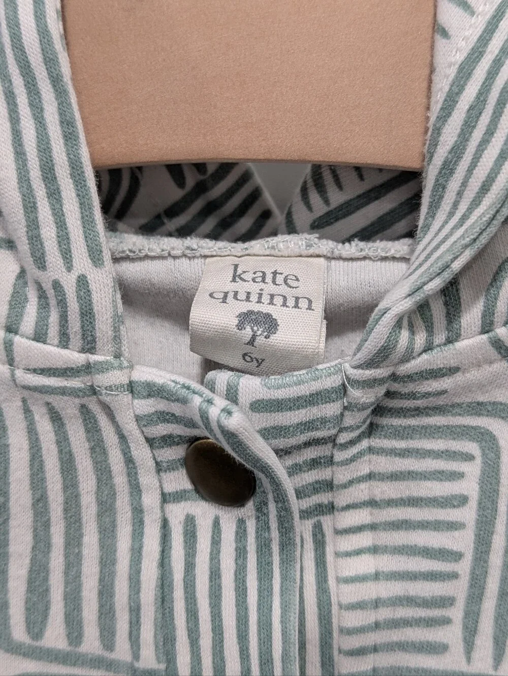 Kate Quinn Kids Cream Green Lightweight Jacket Sweater Hood School Girls Size 6